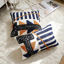 Boho tufted pillow cover navy & burnt orange living room decor