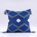 DecorBites™ Boho Tufted Tassel Cushion Cover 45x45cm - Blue Pink Cotton Throw Pillow Cover