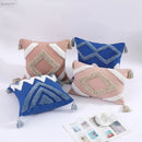 DecorBites™ Boho Tufted Tassel Cushion Cover 45x45cm - Blue Pink Cotton Throw Pillow Cover