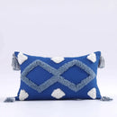 DecorBites™ Boho Tufted Tassel Cushion Cover 45x45cm - Blue Pink Cotton Throw Pillow Cover