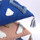 DecorBites™ Boho Tufted Tassel Cushion Cover 45x45cm - Blue Pink Cotton Throw Pillow Cover