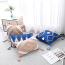 DecorBites™ Boho Tufted Tassel Cushion Cover 45x45cm - Blue Pink Cotton Throw Pillow Cover