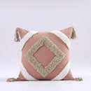 DecorBites™ Boho Tufted Tassel Cushion Cover 45x45cm - Blue Pink Cotton Throw Pillow Cover