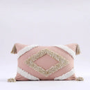 DecorBites™ Boho Tufted Tassel Cushion Cover 45x45cm - Blue Pink Cotton Throw Pillow Cover