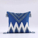 DecorBites™ Boho Tufted Tassel Cushion Cover 45x45cm - Blue Pink Cotton Throw Pillow Cover