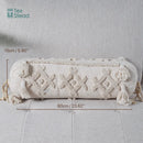 Boho tufted tassel lumbar pillow cream textured bedroom decor