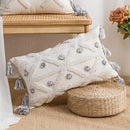 Boho white & gray tufted cushion cover living room throw pillow