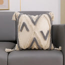 Boho white & gray tufted cushion cover living room throw pillow