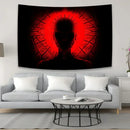 Boho white & red jack-o-lantern wall tapestry bedroom horror movie decor