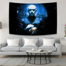 Boho white & red jack-o-lantern wall tapestry bedroom horror movie decor