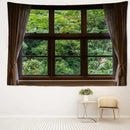 Boho window jungle scenery wall tapestry bedroom art