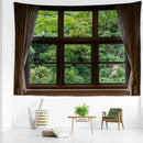 Boho window jungle scenery wall tapestry bedroom art