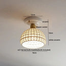 Boho woven rattan wood led ceiling light for bedroom decor