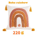 Boho yellow rainbow celestial cushion cover living room tassel pillow