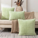 Boho yellow textured plush throw pillow covers living room decor