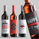 Bold Red Valentine Wine Label Set