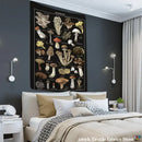 Botanical black mushroom mystical tapestry bedroom wall hanging