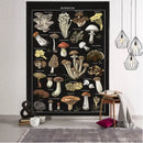 Botanical black mushroom mystical tapestry bedroom wall hanging