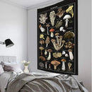 Botanical black mushroom mystical tapestry bedroom wall hanging