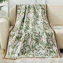 Botanical blue and orange cotton gauze bath towel bathroom throw