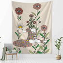 Botanical girl tarot astrology tapestry bedroom wall decor beige
