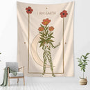 Botanical girl tarot astrology tapestry bedroom wall decor beige
