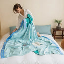 Botanical white & gray bamboo four layer summer quilt bedroom blanket
