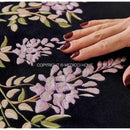 Botanical wisteria embroidered black velvet cushion cover bedroom