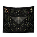 Botanical witchy tapestry black and cream mushroom bedroom wall decor