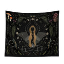 Botanical witchy tapestry black and cream mushroom bedroom wall decor