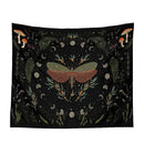 Botanical witchy tapestry black and cream mushroom bedroom wall decor