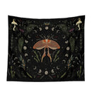 Botanical witchy tapestry black and cream mushroom bedroom wall decor