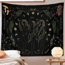 Botanical witchy tapestry black and cream mushroom bedroom wall decor