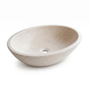 Botticino Beige Marble Oval Vessel Sink - 20.5"x16"x6" - Honed