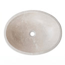 Botticino Beige Marble Oval Vessel Sink - 20.5"x16"x6" - Honed