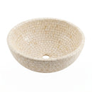Botticino Beige Marble Round Vessel Sink - 16"x16"x6" - Honed