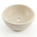 Botticino Beige Marble Round Vessel Sink - 16"x16"x6" - Honed