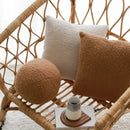Boucle teddy rust slate and cream throw pillows living room set