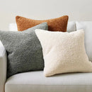 Boucle teddy rust slate and cream throw pillows living room set