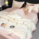 Bowknot embroidered summer bedding set cream & pink bedroom quilt