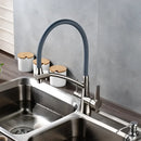 Brass and black dual spout kitchen faucet with dual handles