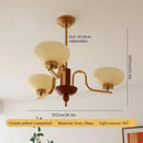 Brass and cream glass pendant chandelier for dining room