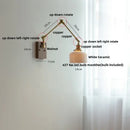 Brass and ribbed glass ceramic led wall light – bedroom sconce