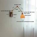 Brass and ribbed glass ceramic led wall light – bedroom sconce
