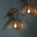 Brass boho coconut leaf chandelier dining room brass finish light