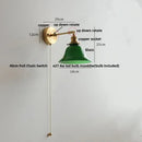Brass brass clear glass wall lights bedroom reading lamp with pull chain