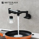 Brass double joint telescopic kitchen faucet with two spray modes
