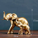 Brass elephant art decor mother and calf sculpture living room