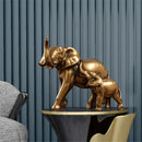 Brass elephant art decor mother and calf sculpture living room
