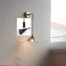 Brass flower gray glass led bathroom wall lamp